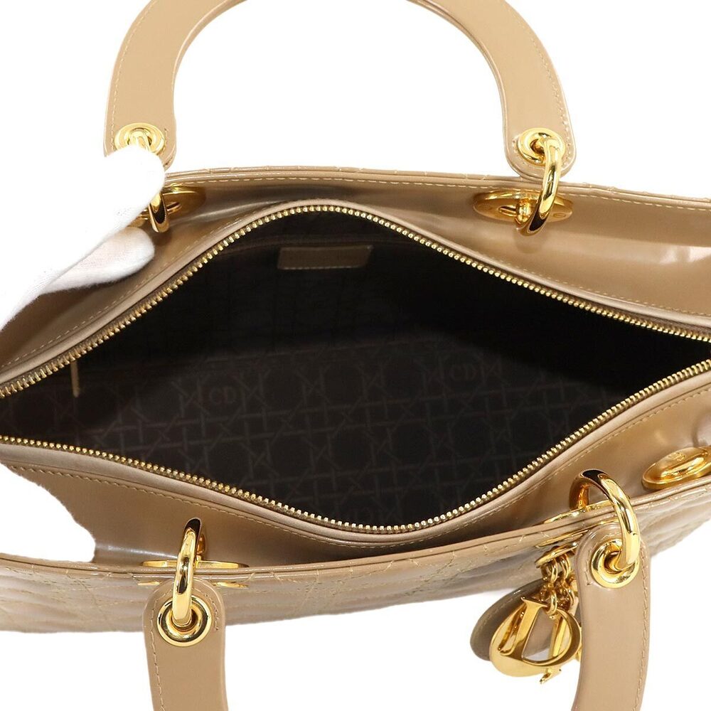 Christian Dior Cannage Lady Hand Shoulder Bag Leather Beige - Picture 7 of 8